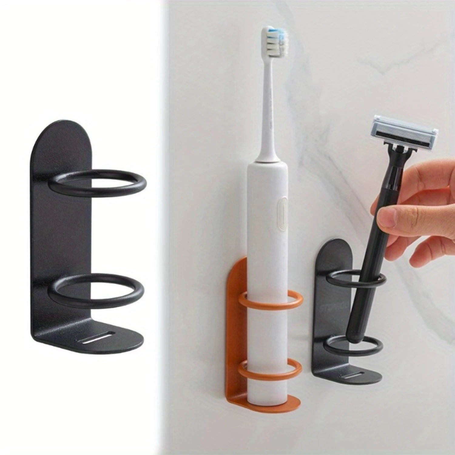 2pcs Wall-Mounted Toothbrush Holder, Punch-free Holder, Toothbrush Shelf, Organizer, Bathroom Accessories
