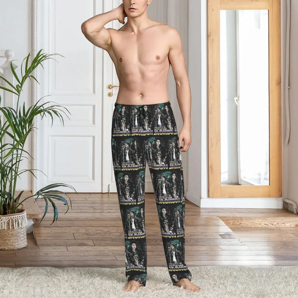 Custom Michael Jackson Pajama Pants Men Sleepwear Sleep Lounge Bottoms with Pockets
