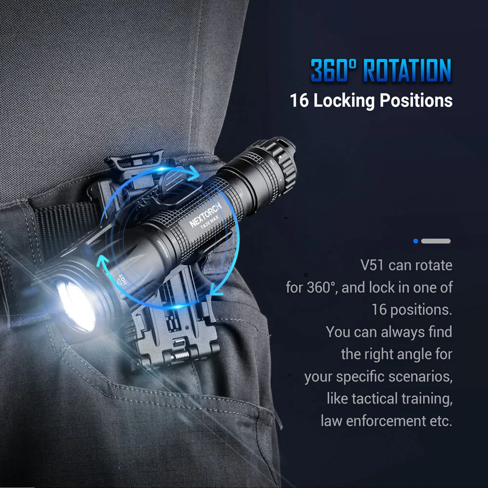 Nextorch V51 손전등 전술 홀더 360 회전식 손전등 홀더 전술 토치 손전등 홀더 edc 용 molle 전술