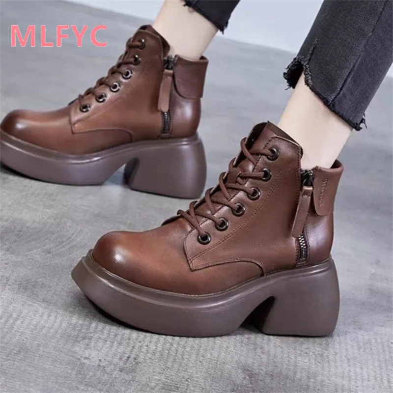 Winter New Thick Sole Boots for Women Fashion Versatile Retro Thick Heel Mid Sleeve Short Boots for female Casual Simple Boots