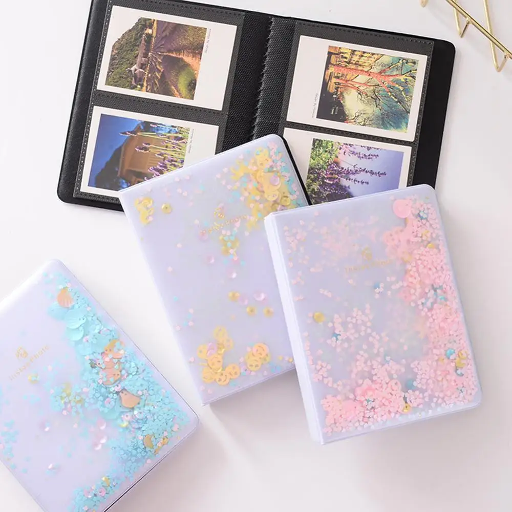 3 Inch Quicksand Sequin 64 Pockets Instax Mini Film Photo Album for FujiFilm Instax Mini 8 12 9 7s 50 90