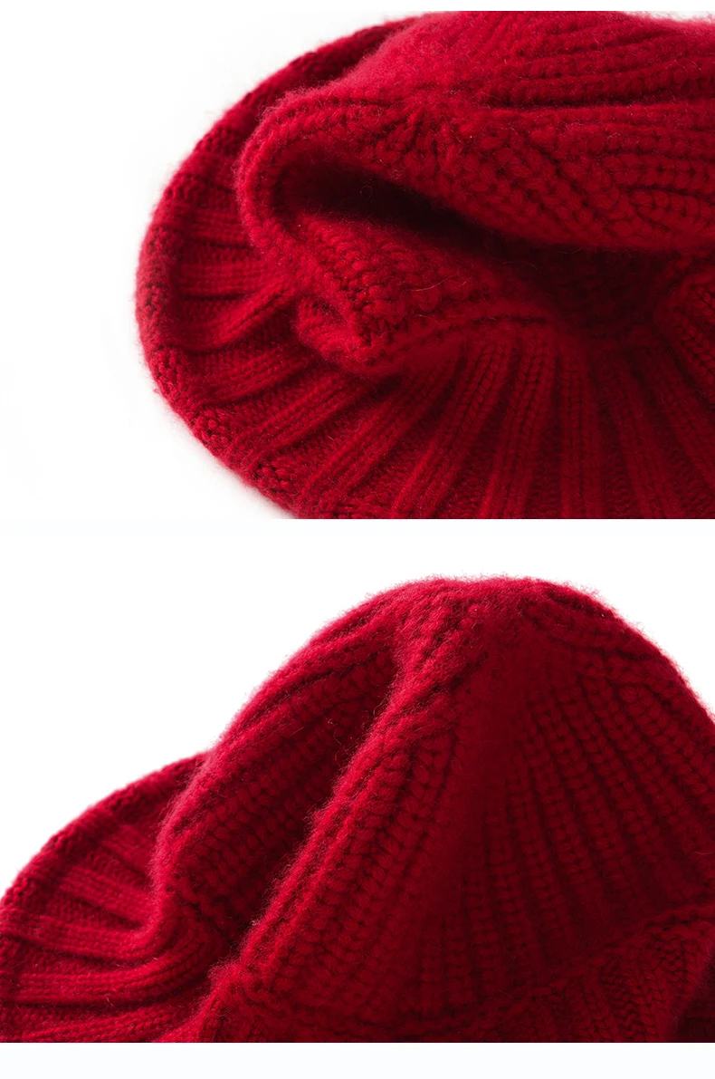 Premium 100% Kaschmir Bucket Hat im Koreanischen Stil, Warmer Herbst-Winter-Mode-Strickhut, Vielseitiger Kälteschutz-Hut – Detail 19
