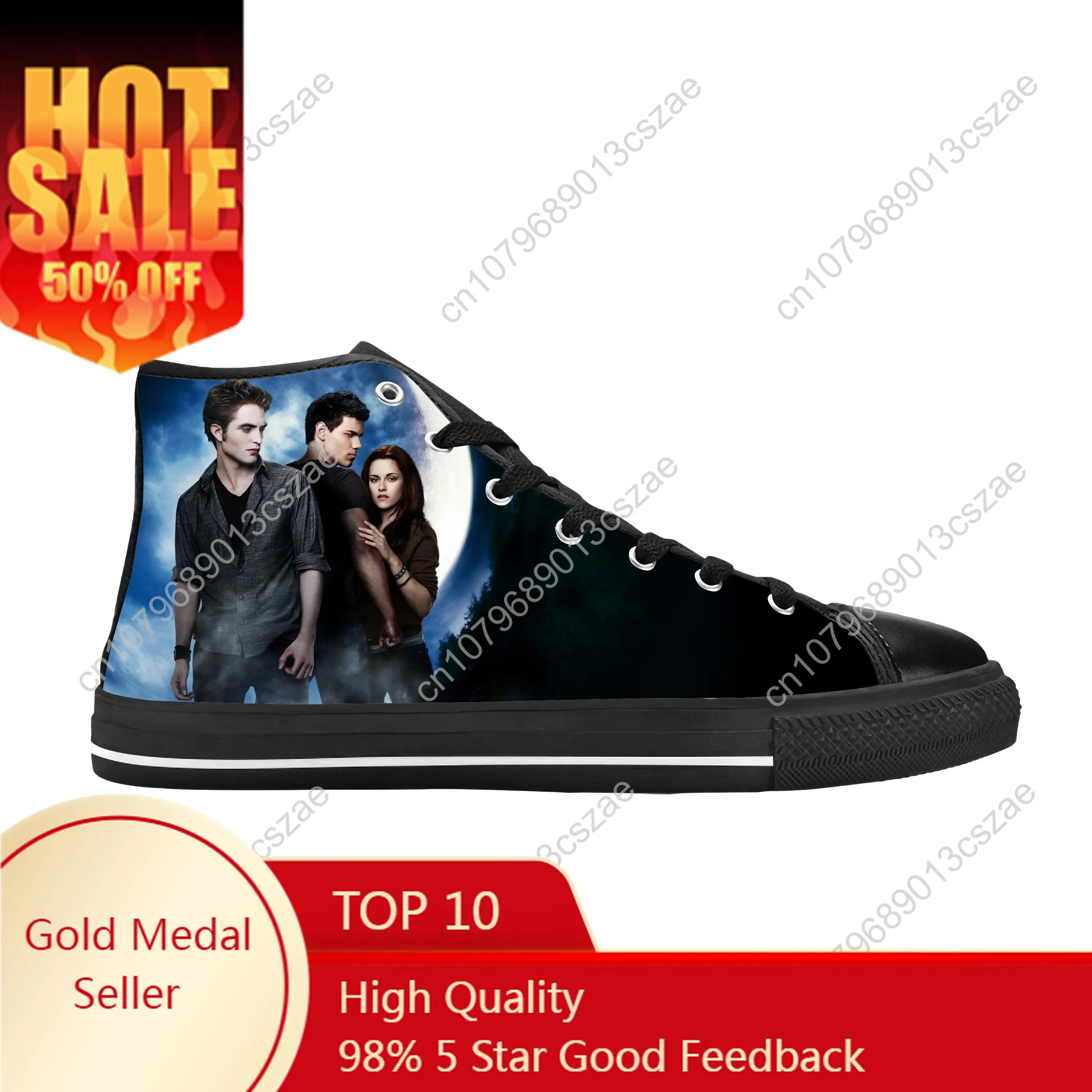 

Movie The Twilight Saga Vampire Bella Edward Cool Casual Cloth Shoes High Top Comfortable Breathable 3D Print Men Women Sneakers