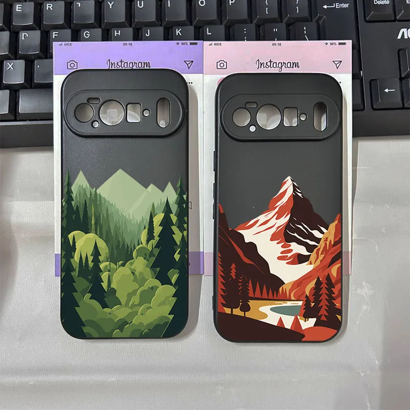 Enhanced Sunset Mountain Landscape Phone Case – Soft Black Protector Cover