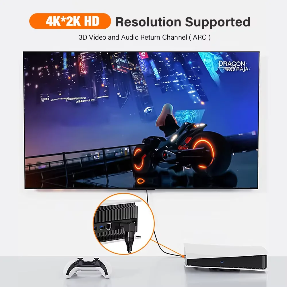 90 270도 HDMI 호환 커넥터 케이블 어댑터 직각 남성-여성 TV PS4 PS5 노트북 연장기 4K 2K 1080P