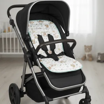 Morbido cuscino per passeggino Comodo tappetino per seggiolino per carrozzina in cotone traspirante Cuscino per seggiolino per bambini stampato in cartone animato