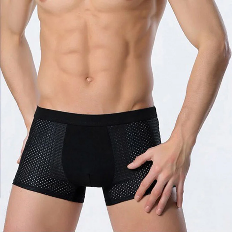 Men's Ice Silk Mesh Boxer Briefs Summer Thin Style Breathable Comfy Boxer Trunks Elastic Sports Antibacterial Breathable 4pcs