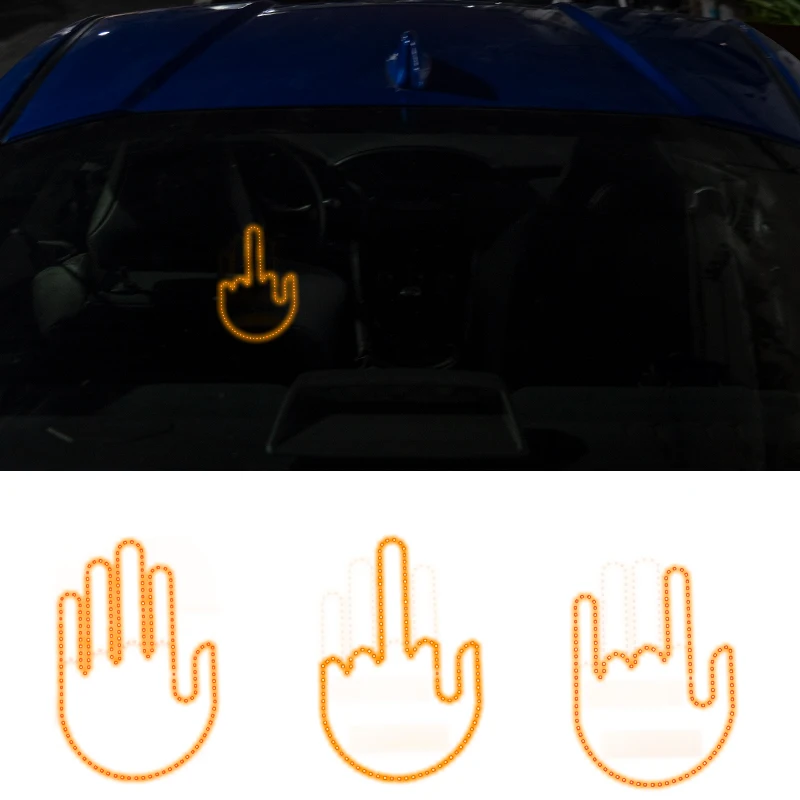 Funny Gesture Led Car Finger Light Car Back Window Led Finger Gesture Light Car Middle Finger Warning Brake Light Con Telecomando
