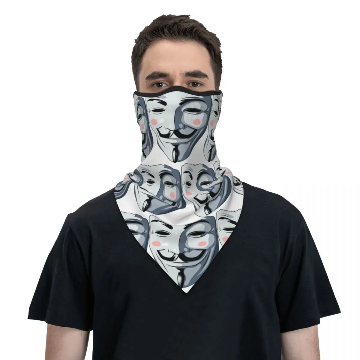 

Guy Fawkes Bandana Neck Gaiter for Hiking Running Men Women V For Vendetta Anonymous Face Mask Wrap Scarf