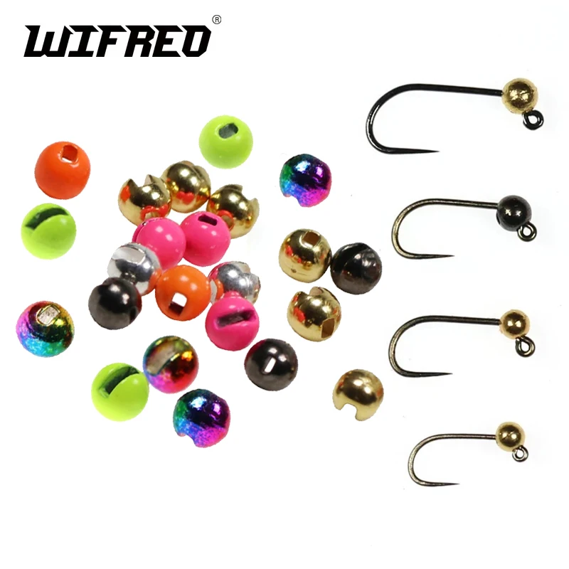 Wifreo 20PCS 2.5mm-5.5mm Slotted Tungsten Beads Fast Sinking Beadhead For Jig Nymph lures Accessories Fly Tying Material muunn 200pcs 3 8 6 4mm tungsten slotted beads fly tying material multi color fly fishing tungsten beads electroplate