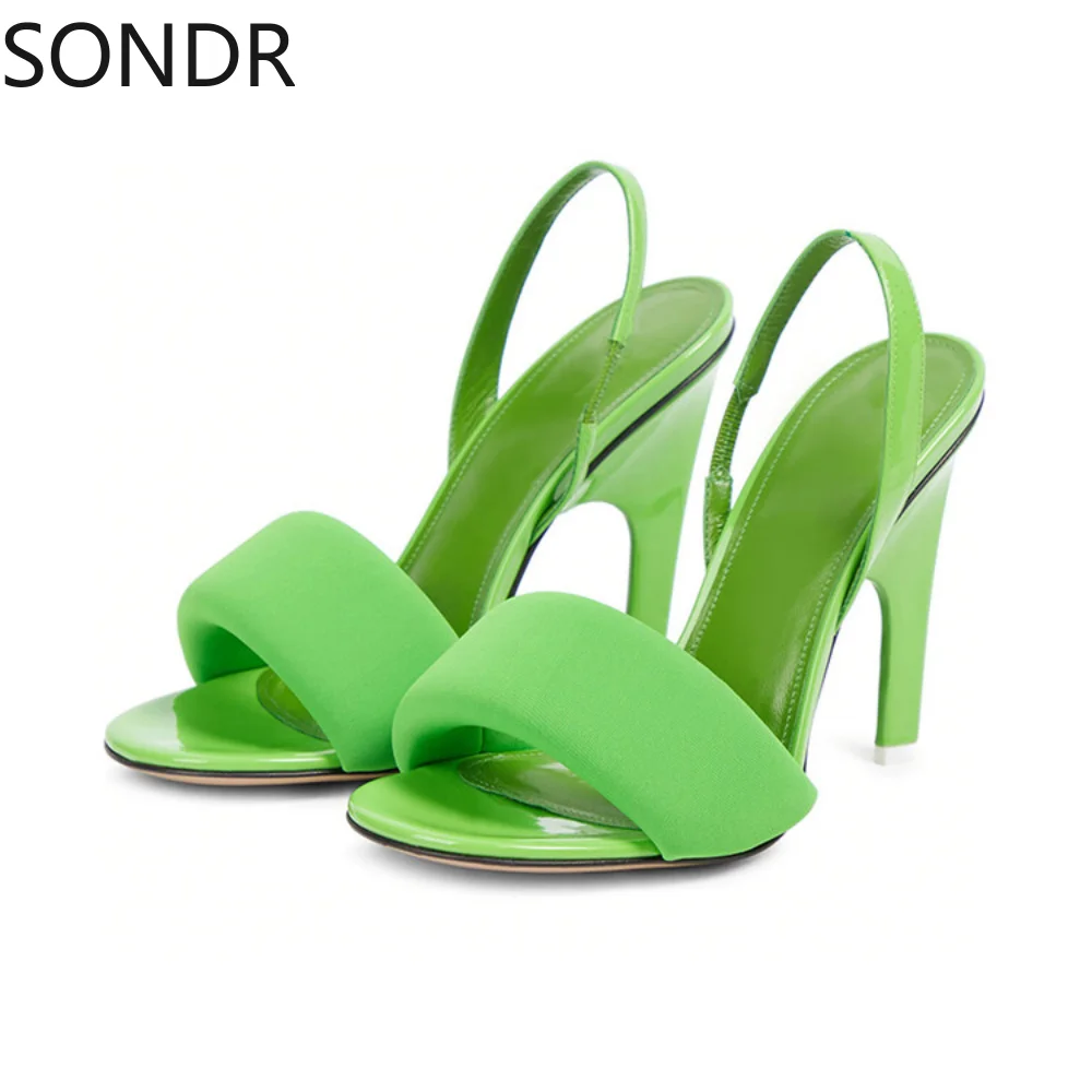 

Womens Genuine Leather Sandals High Heel Slingbacks Luxury Shoes Peep Toe Summer Sexy Party New New 2024