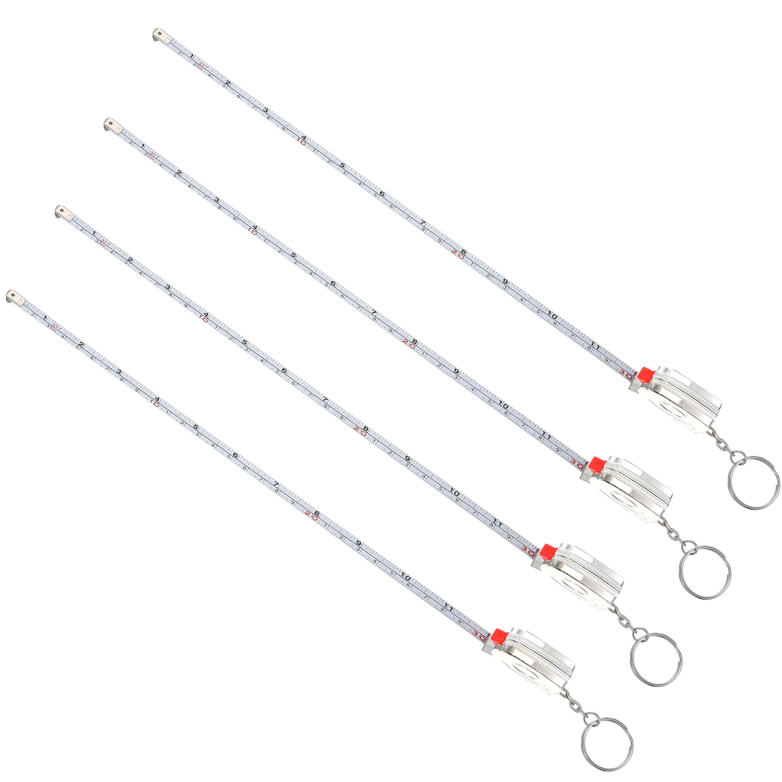 

10 Pcs Steel Tape Keychain Measure Ruler Measuring Supply Distance Bright Light Plastic