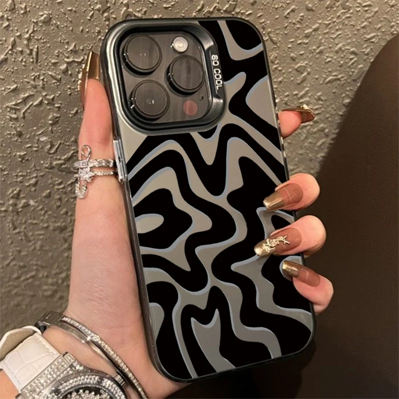 thumbnail image 1 of Funda de teléfono con textura mate y patrón de rayas para iPhone 16, 15, 14, 13, 12, 11 Pro Max, XS, XR, 7, 8 Plus, SE 2022, carcasa trasera a prueba de golpes, 1 of 4