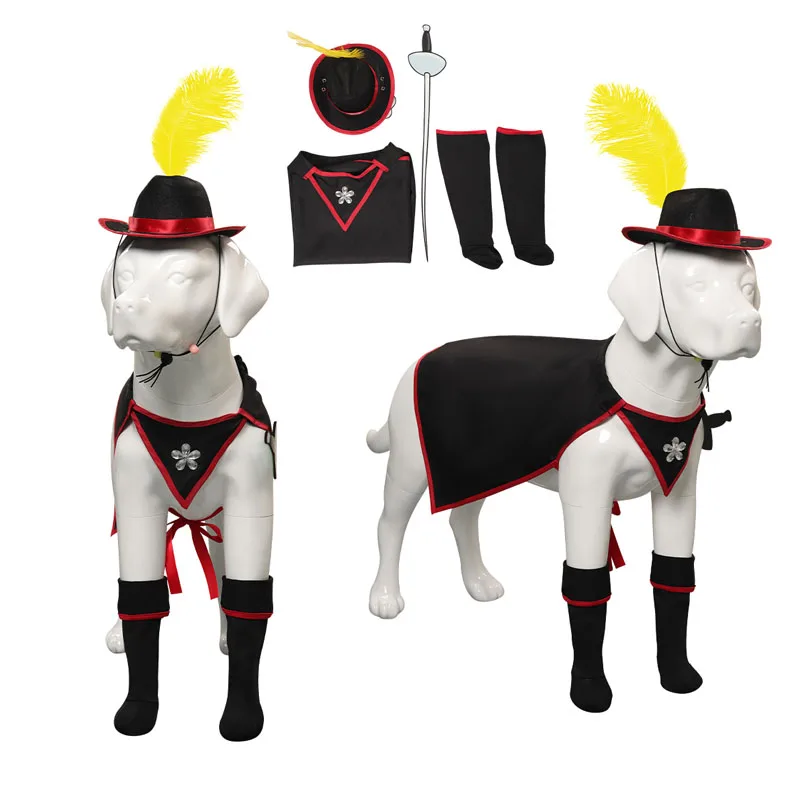 Pet Dog Cat Costume Puss In Boots Cosplay Mantello Cappello Abiti Halloween Carnival Party Travestimento Vestito
