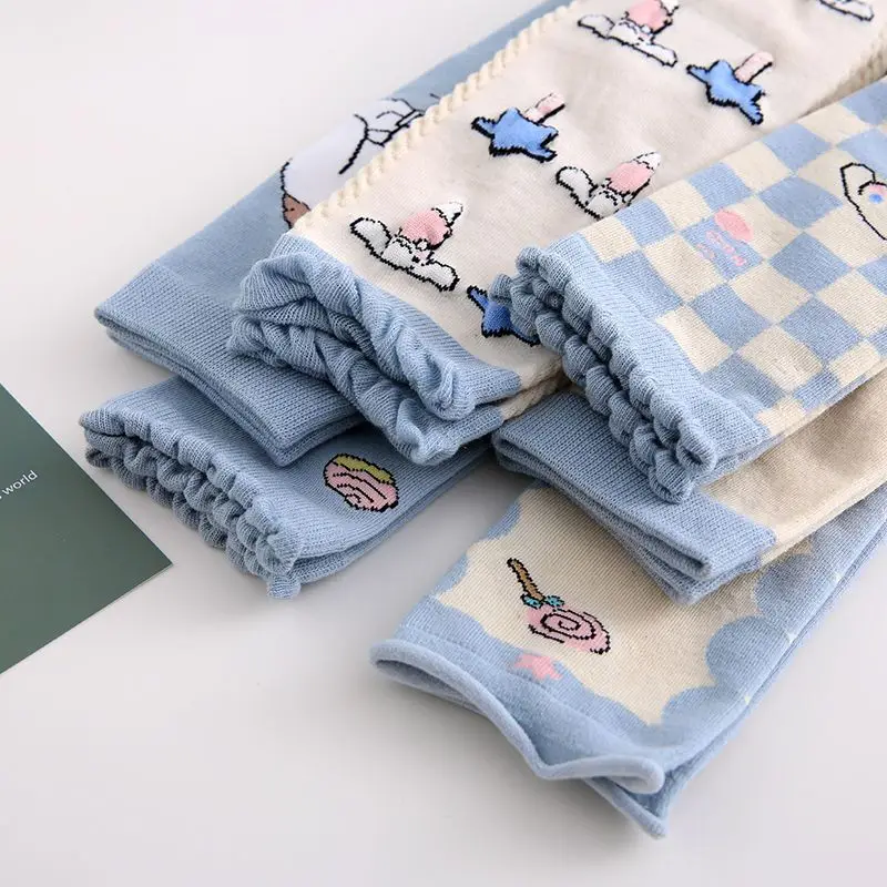 

Sanrio Cinnamoroll Socks Children's Medium Tube Cute Cartoon Blue Autumn Cotton Students Wear Socks Outside Long Tube Socks Pink