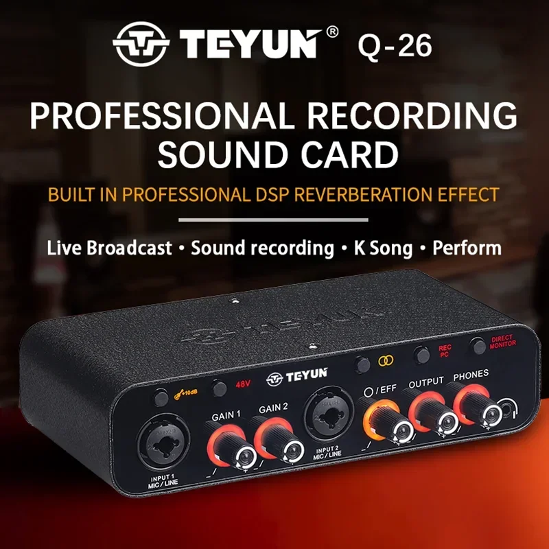 TEYUNQ262ChannelsProfessionalportableAudioInterfacesoundcard