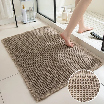 Tappeto assorbente da bagno Waffle Tappetino da bagno antiscivolo Zerbino morbido WC assorbente accanto alla vasca da bagno Lavabo Tappeto lavabile in lavatrice 1