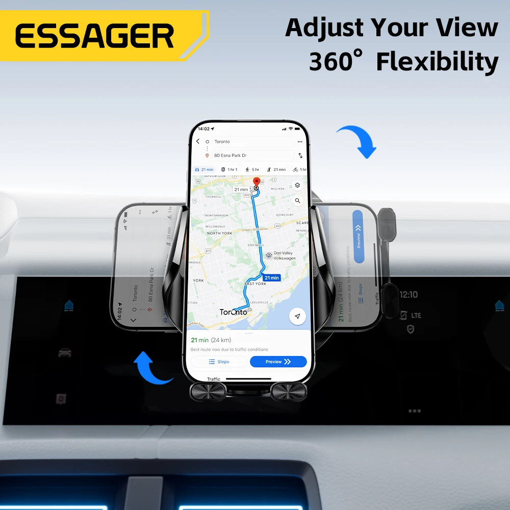 Essager 15W Magnetic Wireless Car Charger for MacSafe 15W Cooling Stand Holder for iPhone 16 15 14 13 12 Pro Max Xiaomi Samsung