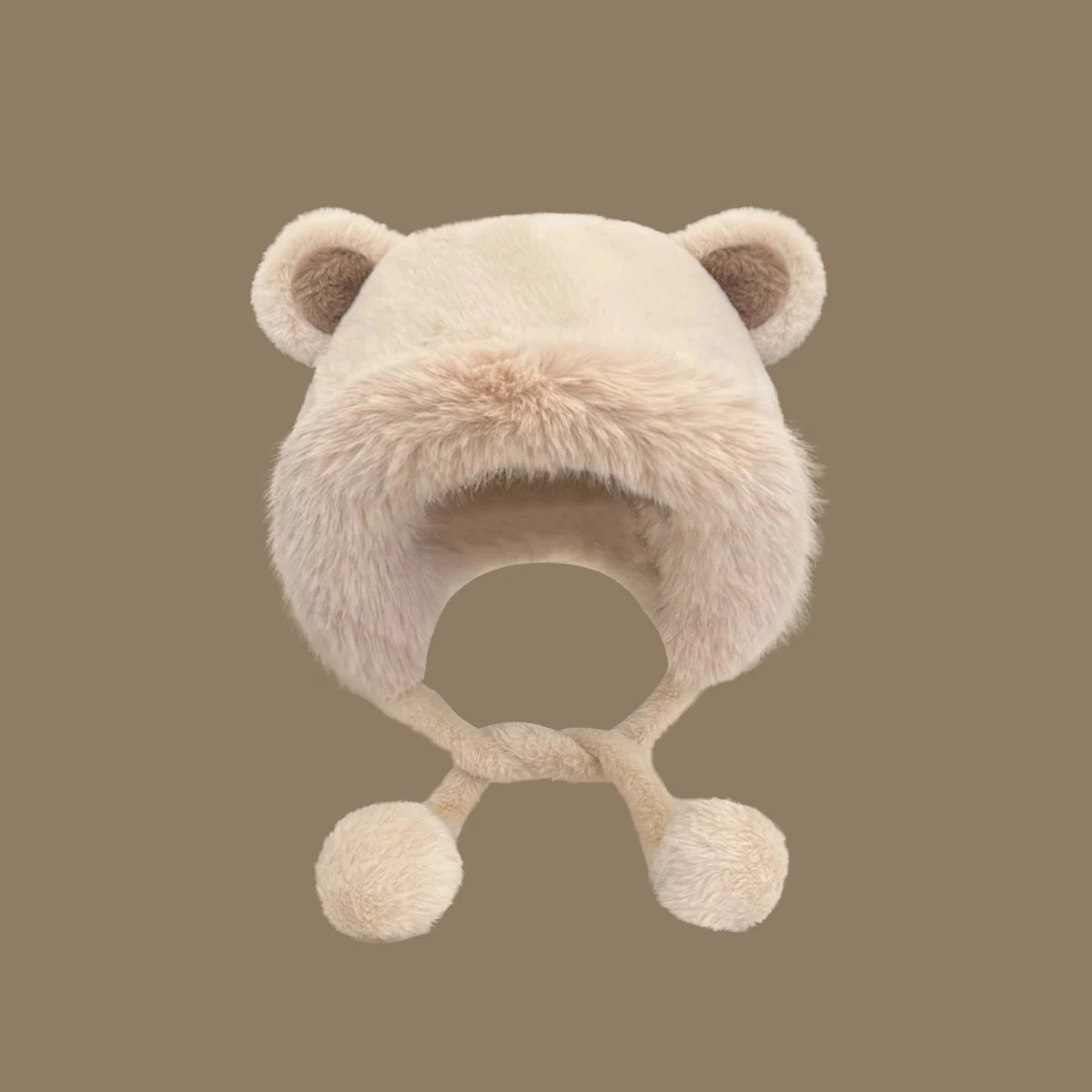 1pc Cute Warm Earflap Hat For Women, With Bear Ears And Plush Lined, Riding And Coldproof 4