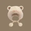 1pc Cute Warm Earflap Hat For Women, With Bear Ears And Plush Lined, Riding And Coldproof 4
