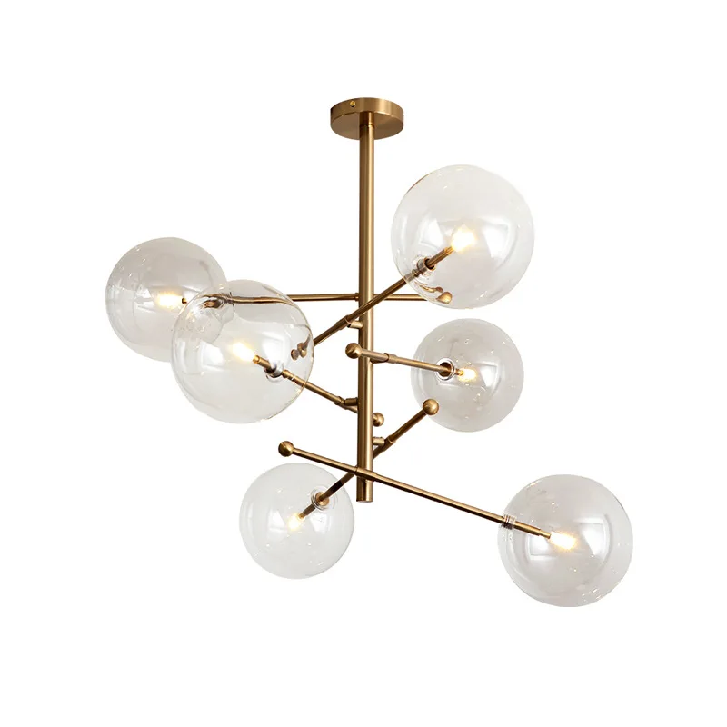 Modern Bronze Glass Pendant Light Glass Bubbles Chandelier Study Living Room Restaurant Hanging Lamp Room Decor