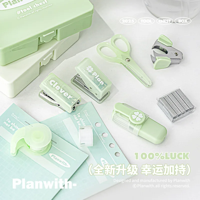 8 개/대 학습 도구 클로버 모양 미니 홀 펀처 사무실 학교 DIY 공예 스크랩북 용품을위한 휴대용 종이 펀치