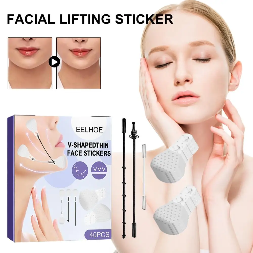 

40pcs Face Lift Tape Invisible Face Lifting Stickers Patch Double Chin Tape V-line Face Wrinkle Patches for Women Eye Skin Care