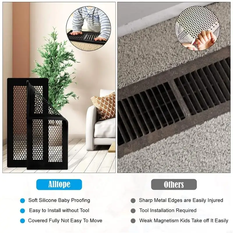 Baby Proofing Vent Covers for Wall Floor Child Proof Silicone Floor Air Vent Cover Security Screen Trap for Ceiling 425F