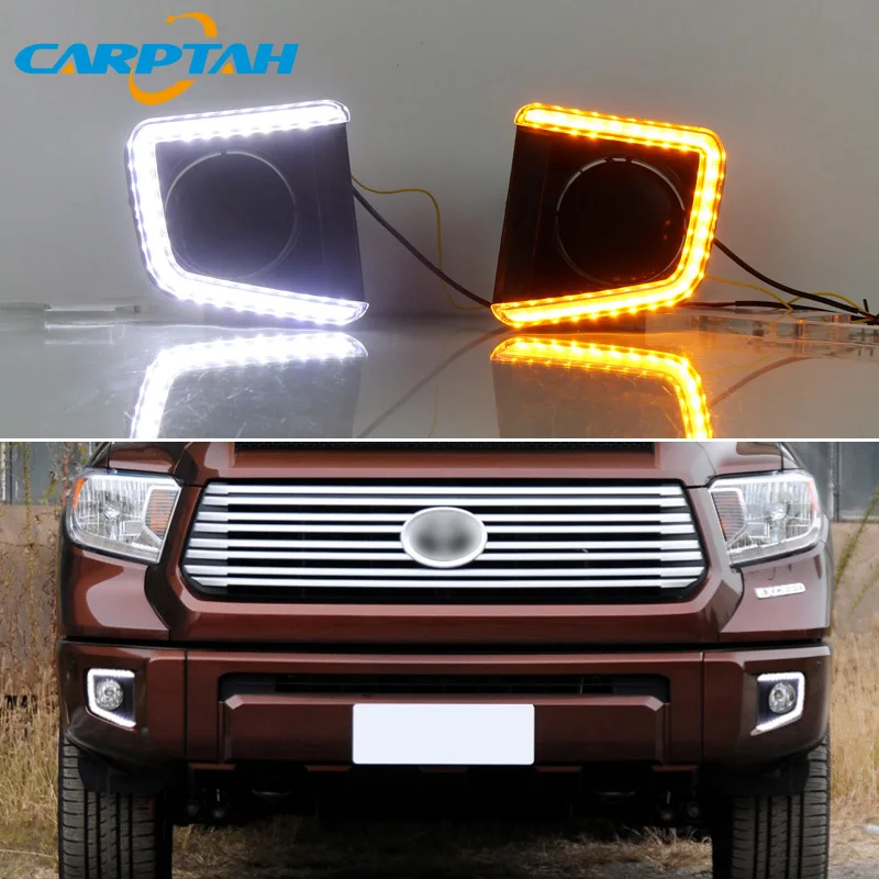 

LED Daytime Running Light For Toyota Tundra 2014-2021 Dynamic Turn Signal Indicator Light Bumper Lamp LED DRL