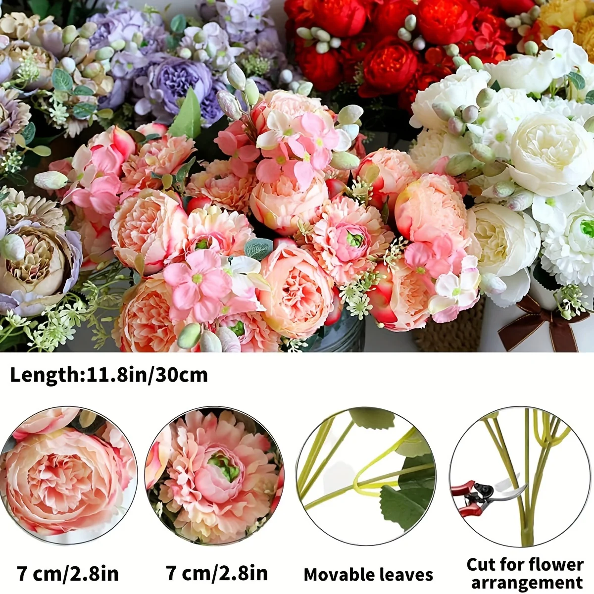 Elegant Venus Rose Bouquet - Silk Flower Arrangement for Home and Wedding Decor