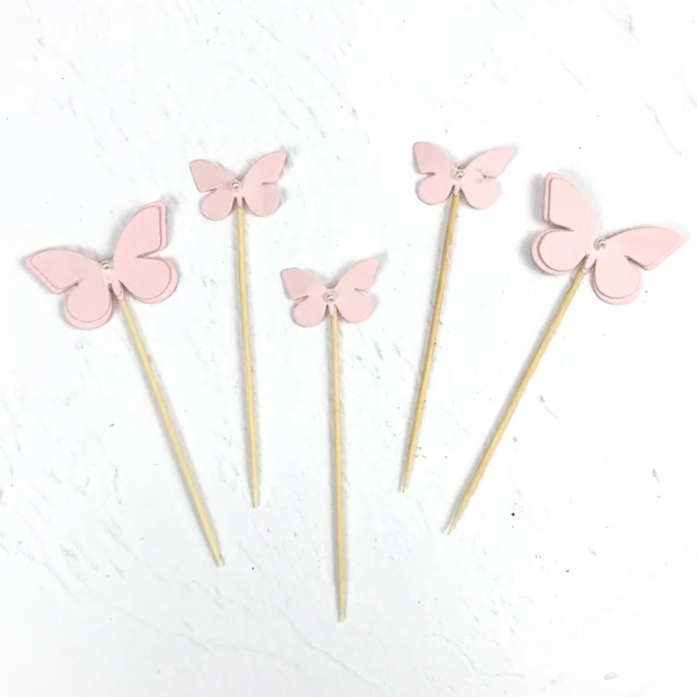 

Cake Toppers Butterfly Shape Pink Cake Decorating Toppers Cake Picks Fruit Picks for Dinner Event