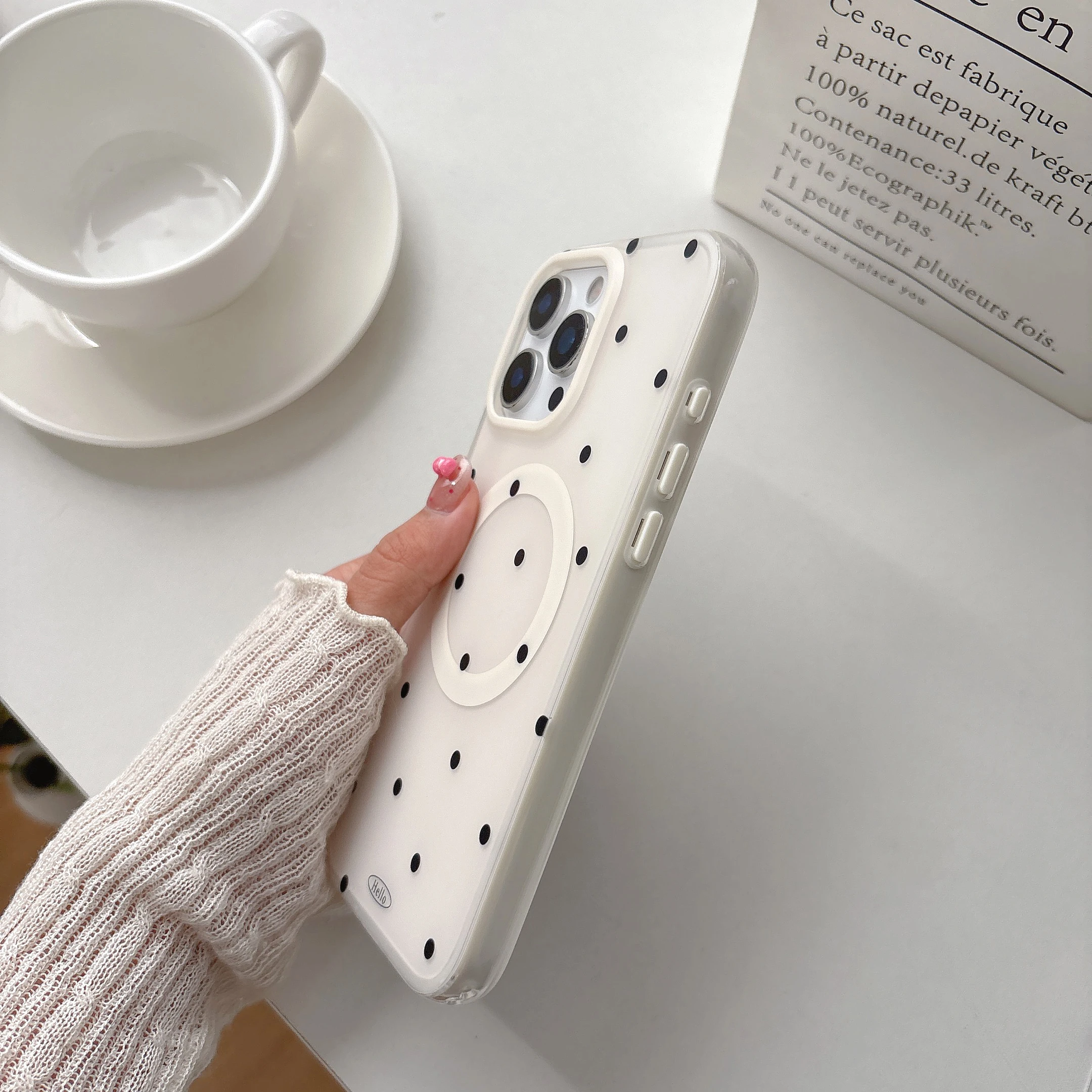 Polka Dots Magnetic Phone Case For iPhone 14 15 16 17 Pro Max Hybrid Cover 5