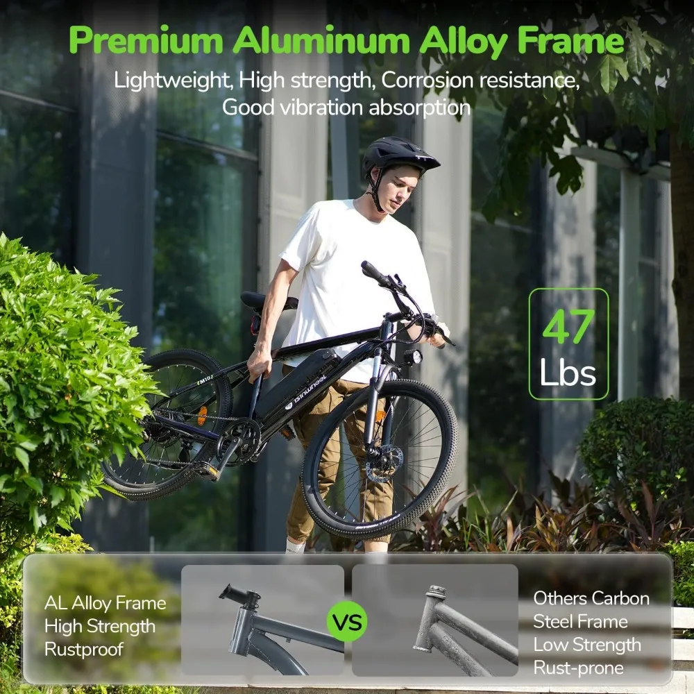 Electric Bike, 26" Commuting Electric Mountain Bike 20MPH Max Range 55+ Miles, Removable Battery Lightweight Bicycle