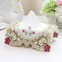 Countryside Style Textile Art Tissue Box Embroidery Hollowing Out Tissue Case Car Living Room Napkin Holder Table Decoration 1