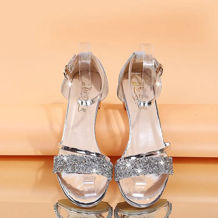 2024 New Fashion Women's Sandals Gold and Silver Low Heel Casual Shoes Women Open Toe Summer Light Fashion Women's Shoes
