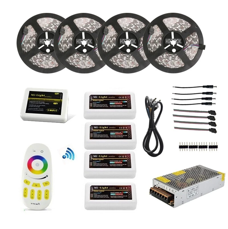 

3 Years Warranty WIFI Remote Controller + 20M 12V Waterproof ip65 Dimmable 4-zones 5050 RGBWW Kit Led Strip