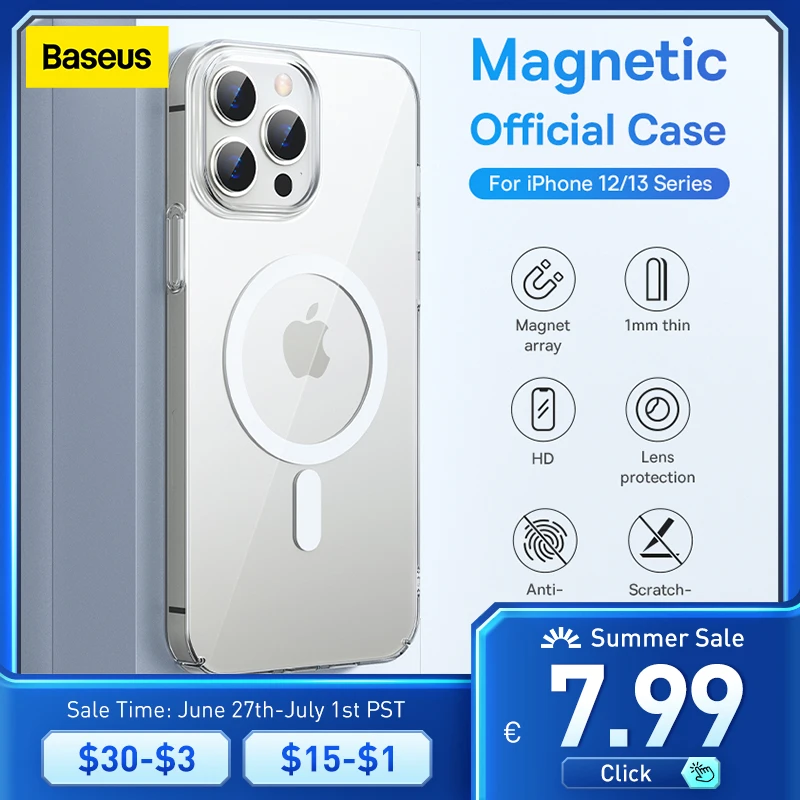 Прозрачный Магнитный чехол Baseus для телефона iPhone 13 Pro Max с беспроводной зарядкой 12 |