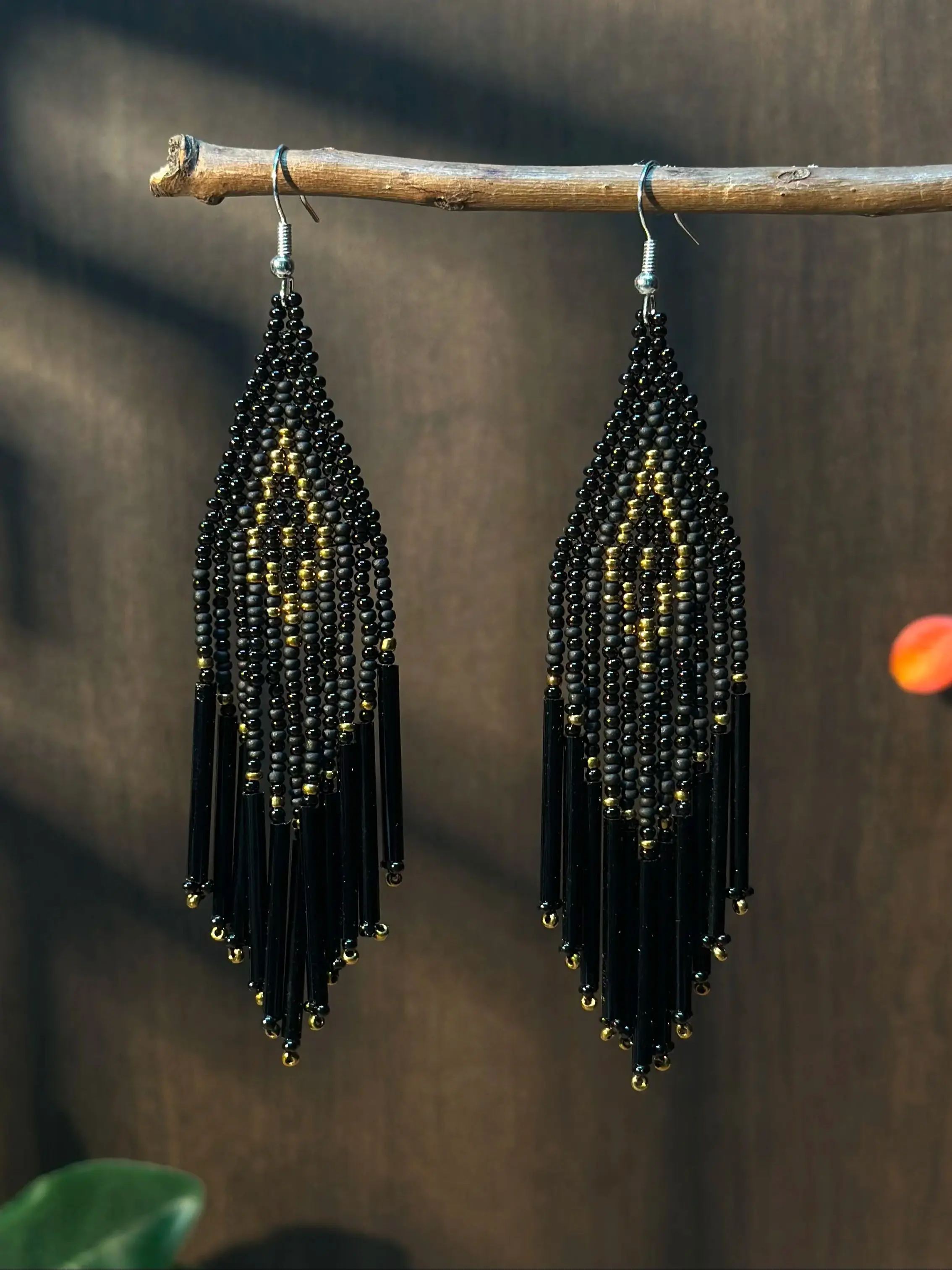 Rocailles-Ohrringe, böhmische Ohrhänger, Perlen-Fransen-Ohrringe, Glasperlen, handgefertigter Damenschmuck, geeignet für den Alltag
