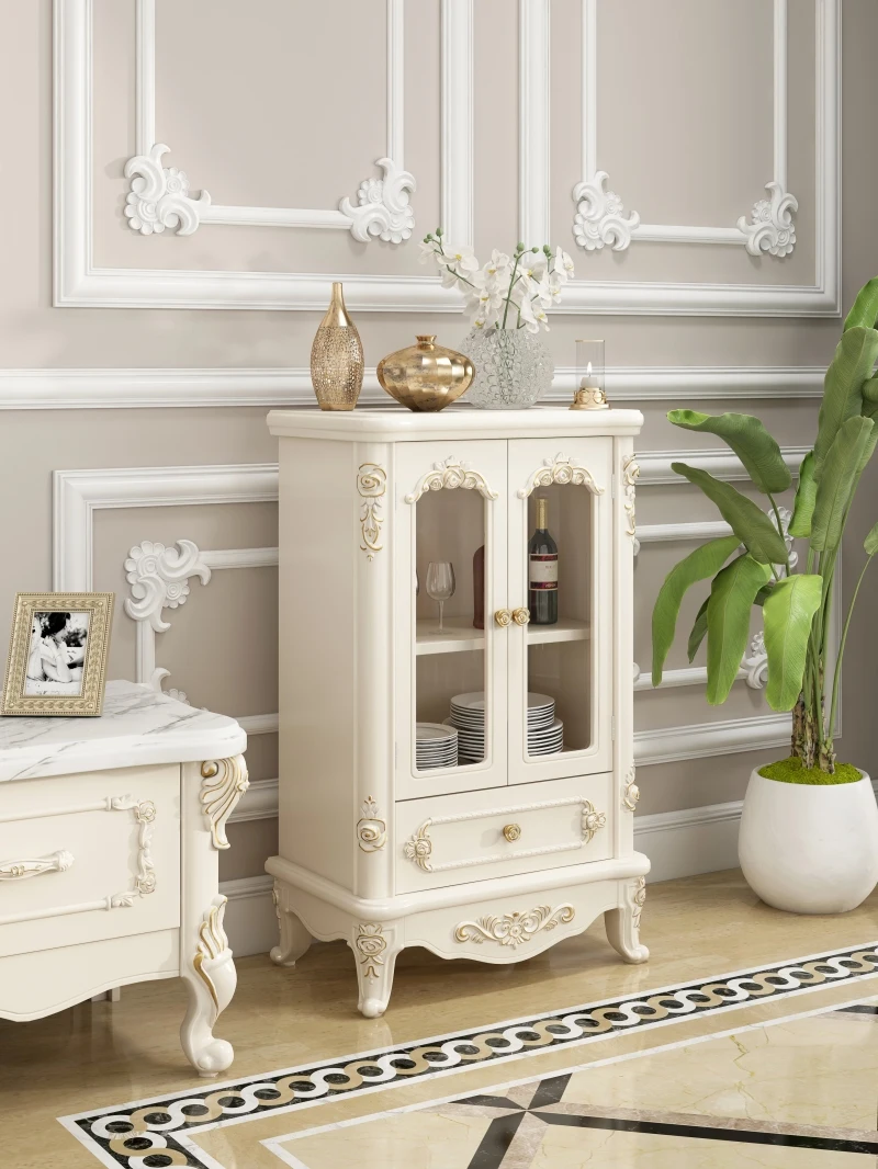 

European-style wine cabinet Solid wood dining side cabinet Living room entrance cabinet Storage storage