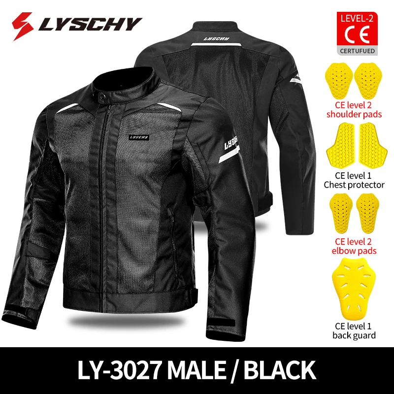 LYSCHY 남성용 여름 통기성 메쉬 라이딩 탑 천, 낙하 방지 모토크로스 사이클링 재킷, CE1/2 오토바이 보호 기어, 남아용 신제품