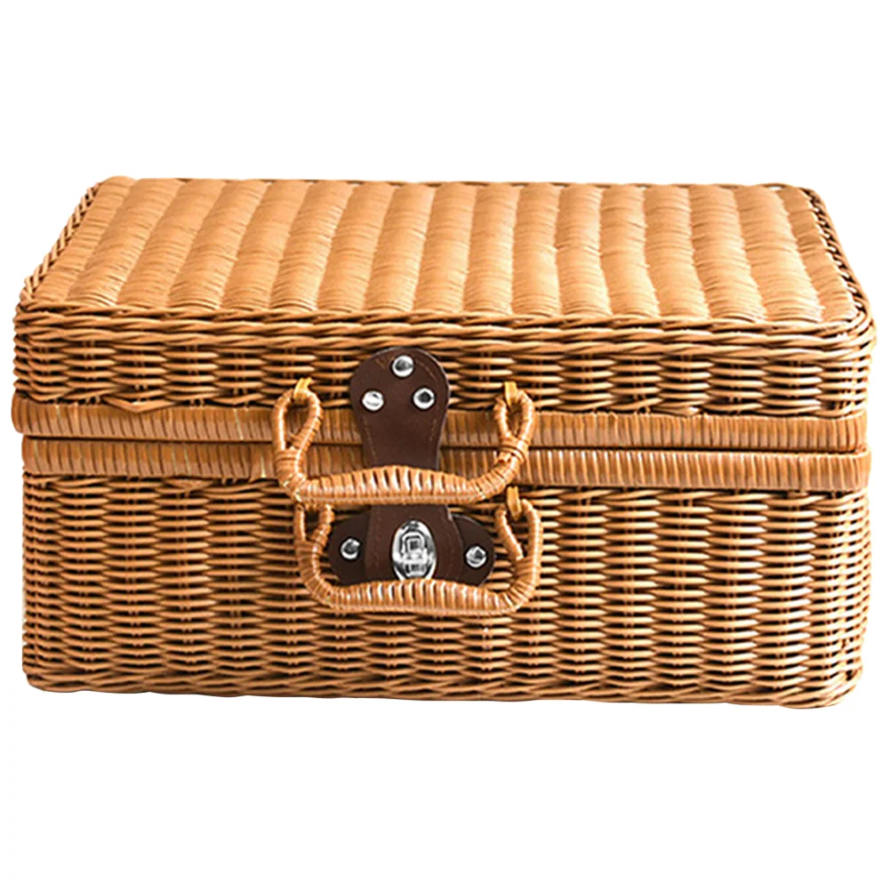 

Simulated Rattan Woven Suitcase Retro Storage Box Handwoven Storage Case