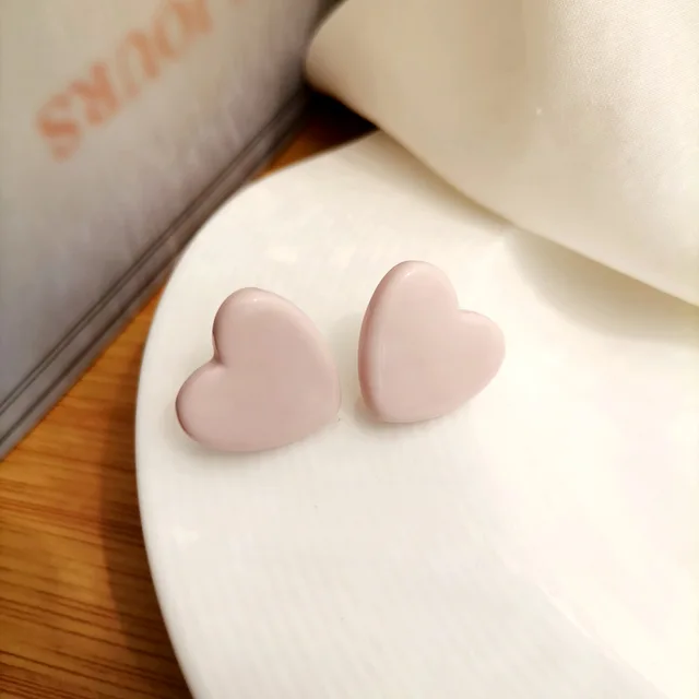 Trend Asymmetric Hollow Heart Earrings for Women 2021 Beautiful Girl Cute Party Jewelry Korean Yellow Blue Stdu Earrings Pink