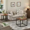 Coffee Table Oval 3pcs Set, Modern Living Room Table with 2 End Tables, Small Center Table with Metal Frame for Home Apartment 5