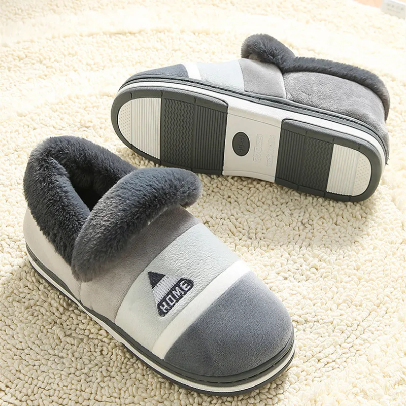 Men Women Slippers Big Size Winter Warm Plush Indoor Slides Soft Thick Bottom Non-Slip Comfort Bedroom Shoes