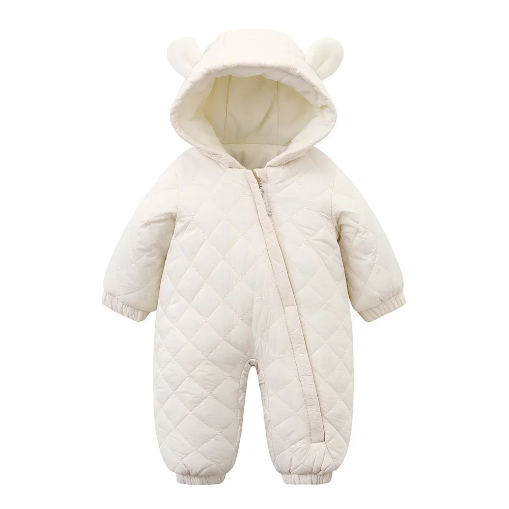 Winter Jumpsuit For Kids Plus Velvet Warm Hooded Newborn Baby Romper 0-2 Years Infant Girl Winter Overalls Baby Outfits