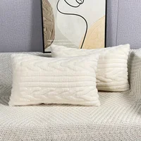 Boho Soft and Cozy Plush Faux Wool Velvet 30x50/45x45CM Cream White Throw Pillow Cover for Bedroom and Living Room Decor Cushion 3