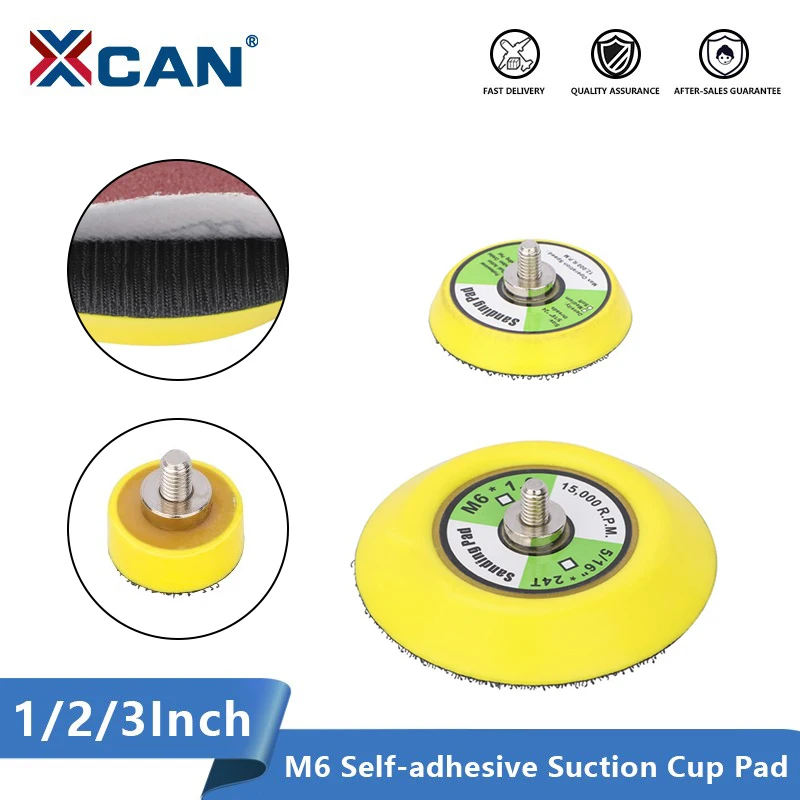 XCAN Schleifwerkzeuge M6 Schleifpad-Platte 1/2/3 Zoll Polier-Schleifscheibe Pneumatische selbstklebende Saugnapf-Pad-Klebescheibe