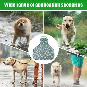 Pet Raincoat Adjustable Pet Clothes With Rope Hole Strip Waterproof Dog Rain Jacket Hooded Snowproof Windproof For Small To 4