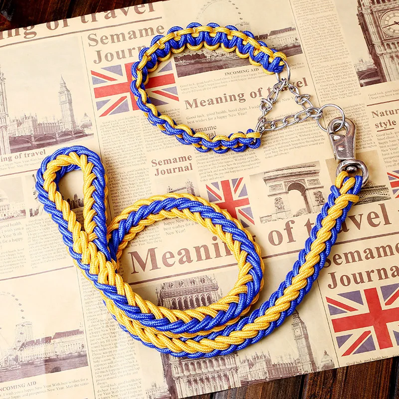 18 Colors Durable Nylon Braided Dog Collar And Leash Set Reflective Walking Training Leash Lead For Pet Training Running Walking 