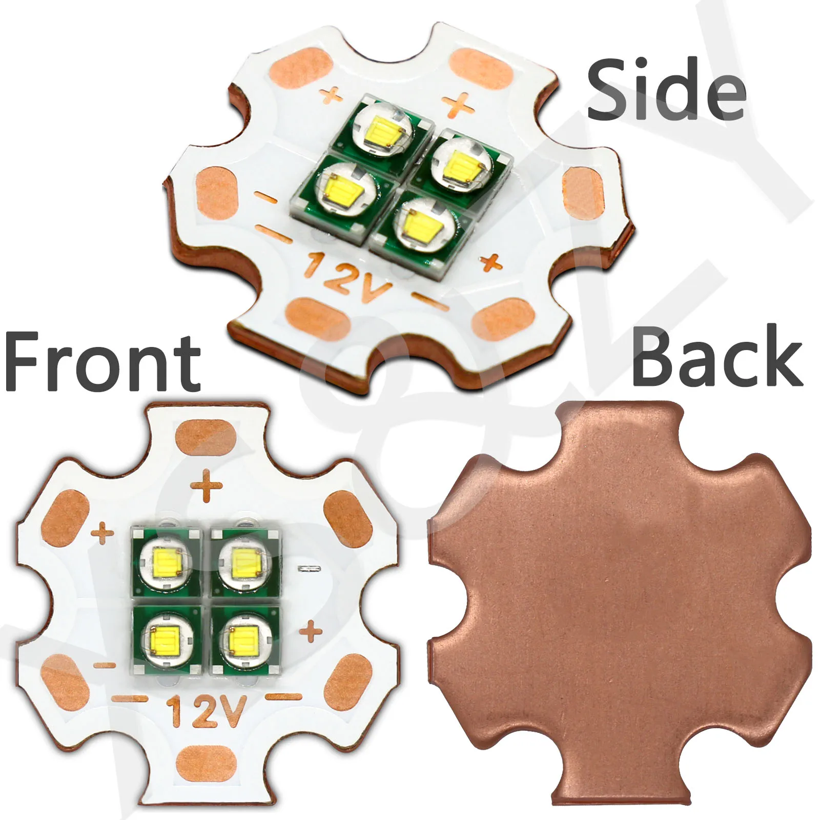 LED 비즈 토치 손전등 교체용 구리 3535, 자동차 헤드라이트 조명 DIY, 고출력 백색 다이오드, DC12V, 12W, 20mm